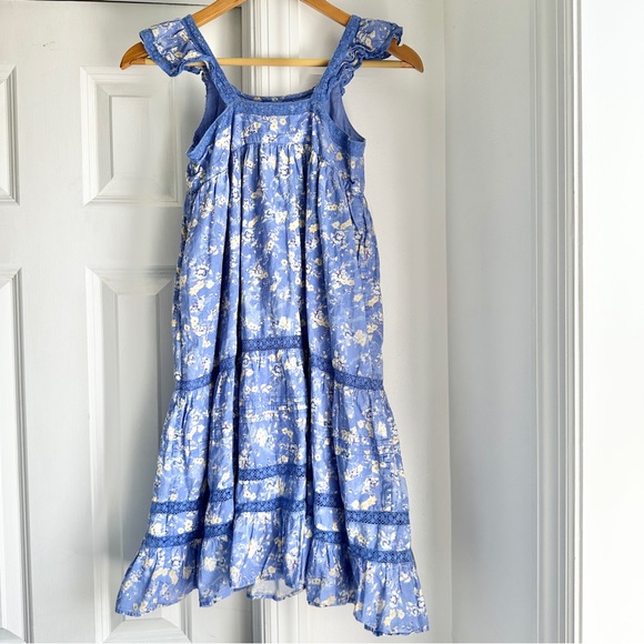 LoveShackFancy Blue Floral Lace Trim Girls Dress - Picture 2 of 7